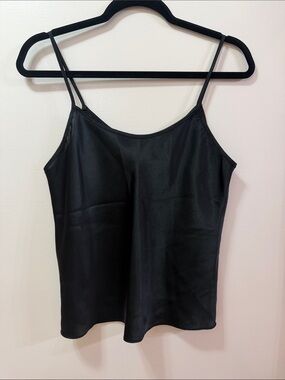 Cinema Exoile. Black Satin Spaghetti Strap Top -  Women. Size Small